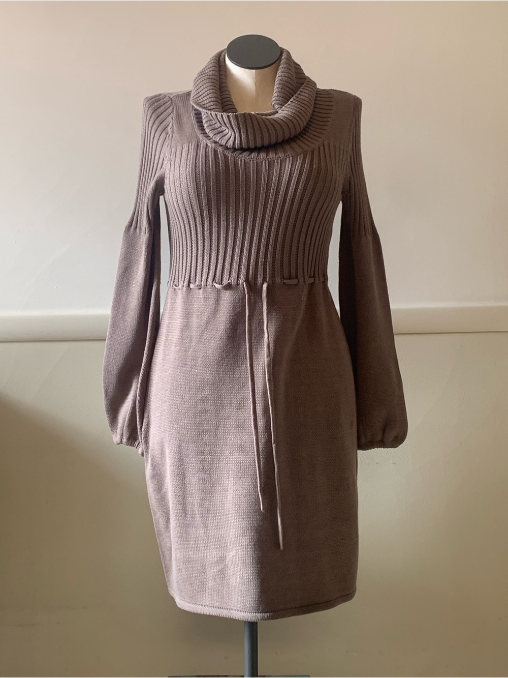 Calvin Klein Taupe Cowl Neck Knit Dress